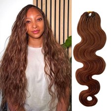 Body Wave Feather Crochet Human Hair Extensions 2pack 100 Roots Auburn Ginger...