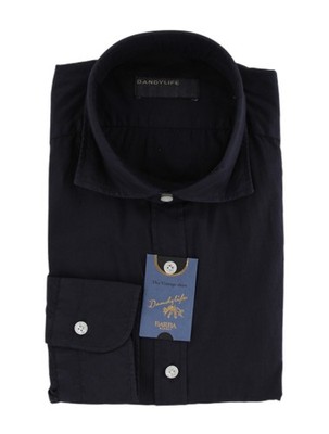 $375 Barba Napoli Dunkelblaues Einfarbiges Hemd - Extra Schlank - (BN916255)