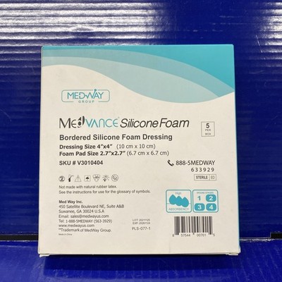 MedVance Silicone Bordered Adhesive Wound Dressing, 4''x4'', Box of 5