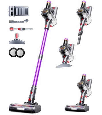 VIAFLY Cordless Vacuum Cleaner, 550W/45Kpa/60Mins Stick Vacuum, Anti-Tangle V...
