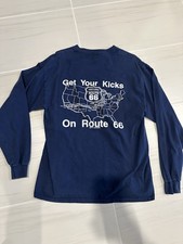 Vintage 90s Get Your Kicks On Route 66 T-Shirt Men’s Large Blue Made In USA 1994