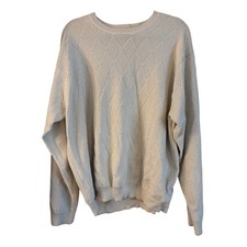 Izod Men  s 100 Cotton Diamond Knit Ivory Sweater Pullover Size XL Crewneck