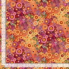 Feline Drive Fabric CALICO CAT Painted Circle Geo Orange - Sold by the Yard