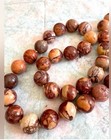 12mm Jasper Bead Necklace- knotted- w/14k Clasp - 18” long + 14k hoop charms — photo 7
