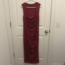 Cider Women’s Red Bodycon Sleeveless Ribbed Stretchy Long Dress Size 1XL
