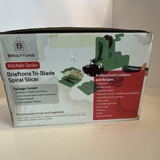 Brieftons Tri-Blade Spiral Slicer, Manual Green Vegetable Spiralizer w/ 3 Blades