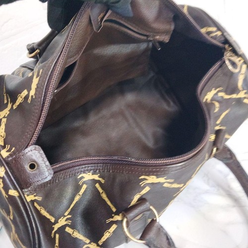 Longchamp Boston bag allover horse logo pattern brown. women From Japan - Picture 19 of 24