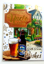 Special Uncle Happy Birthday Greeting Card Beer & Pub 7x5" FREEPOST