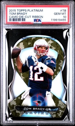2015 Topps Platinum Camo Die-Cut Ribbon #TB TOM BRADY Camo Die-Cut Ribbon PSA 10