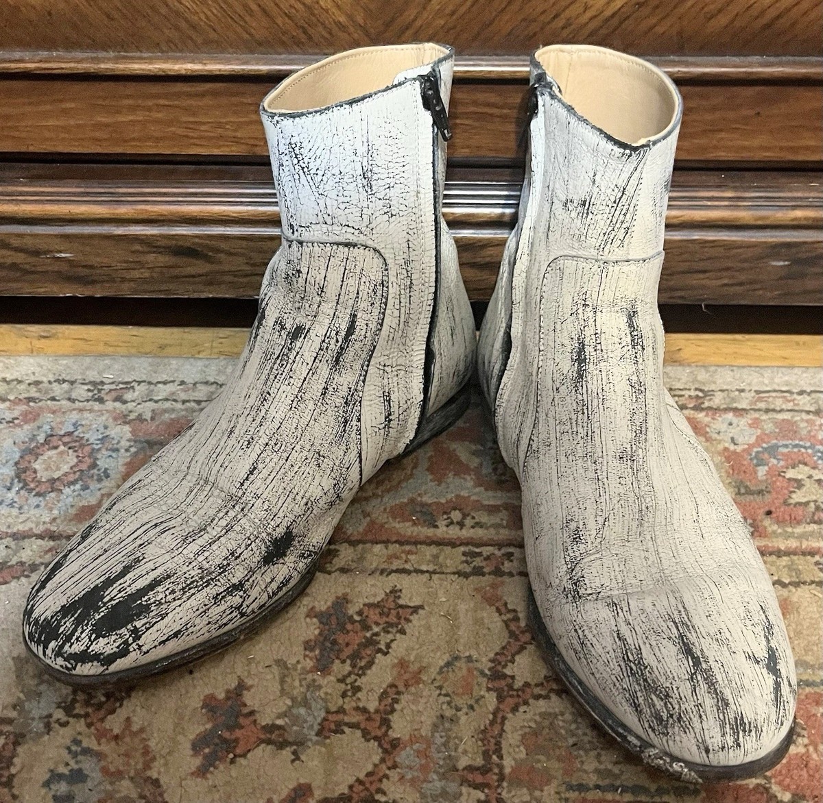 Maison Margiela x H&M Side Zip Boots White Men 9 42 Leather Dress