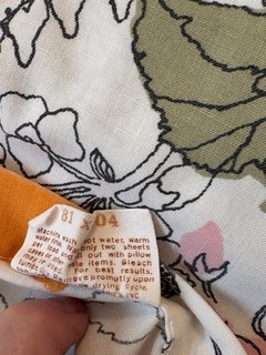 VTG Full Floral Flat Bed Sheet Blue Pink Orange Green Pretty Project Fabric