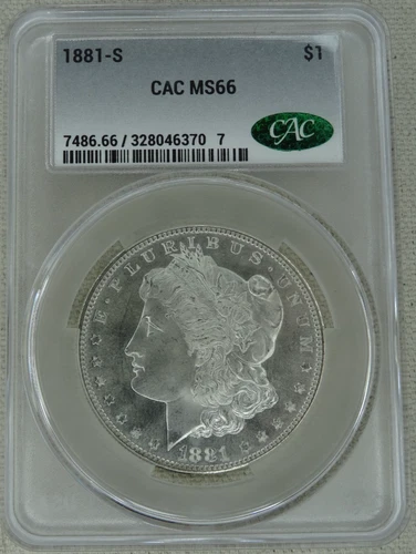 1881-S Morgan Silver Dollar CAC MS 66 US Mint $1 Coin