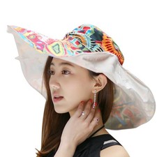 Womens Foldable Floppy Reversible Travel Beach Sun Visor Wide Brim UPF 50