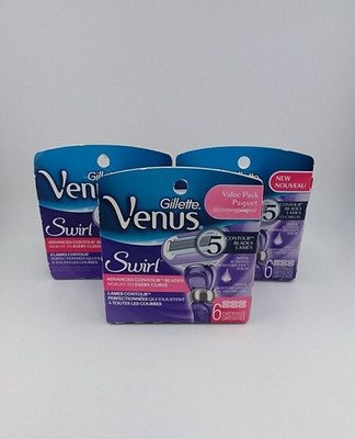 x3 Gillette Venus Swirl 6 count boxes Refill Cartridges