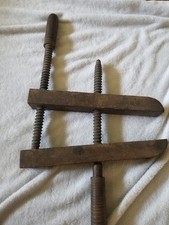 Antique VINTAGE Primitive Wooden Screw Type Vise Clamp for Wood Working / Decor✅