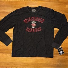 Colosseum Athletics Wisconsin Badgers Charcoal Long Sleeve Cotton Shirt  X Large