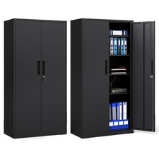 Kitchen Tall File Pantry Cabinet Steel Storage Organizer-Black