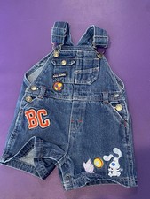 RARE Vintage Blues Clues 2003 Nick Jr Overalla Shortalls 6-9 Months