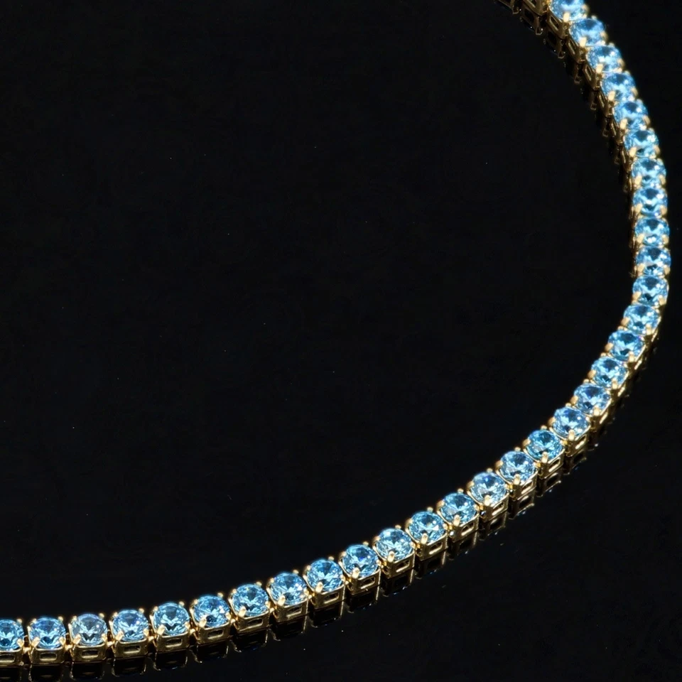 Tennisarmband mit Türkisen  Zirkonia 16,5cm 585 14K ECHT GOLD NEU Goldarmband - Bild 4 von 4