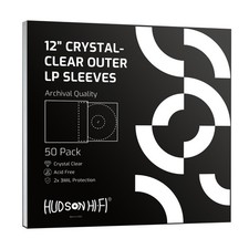 Hudson Hi-Fi Vinyl Record Outer Sleeve Covers - 50 Pack - Premium Crystal Cle...