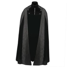 Men's Medieval Renaissance Cloak Victorian Steampunk Gothic Cape Costume Black
