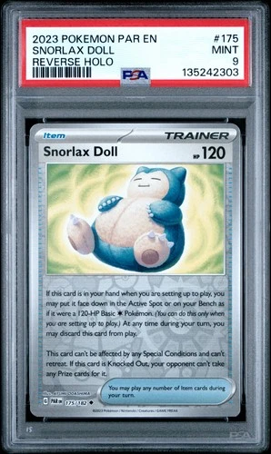 PSA 9 MINT Snorlax Doll 175/182 Reverse Holo Pokemon SV Paradox Rift Low Pop