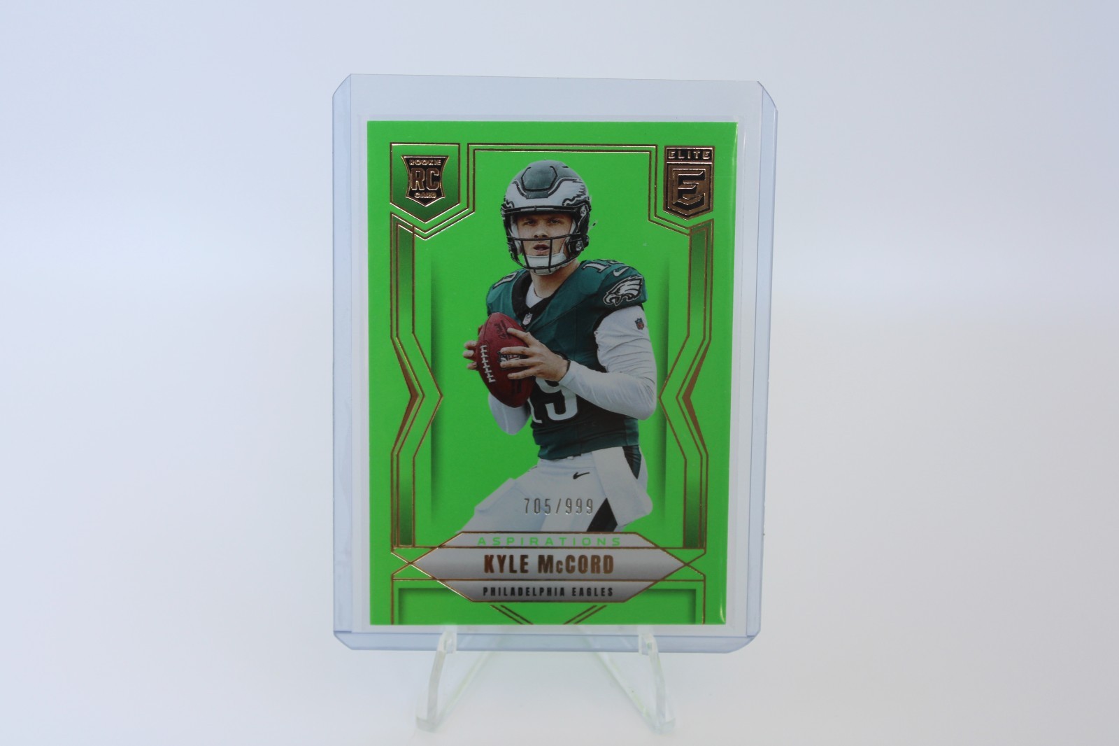 2025 Donruss Elite Kyle McCord Lime Green Aspirations RC #171 705/999 Eagles! 🔥