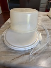 Vintage Tupperware 9" 3pc Cake Carrier Holder with Handle 683-7, 684-2, 624-28