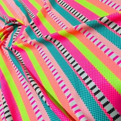 Spandex Stretch Fabric Animated Colorful Stripes print 60'' wide Swimsuit By Yard