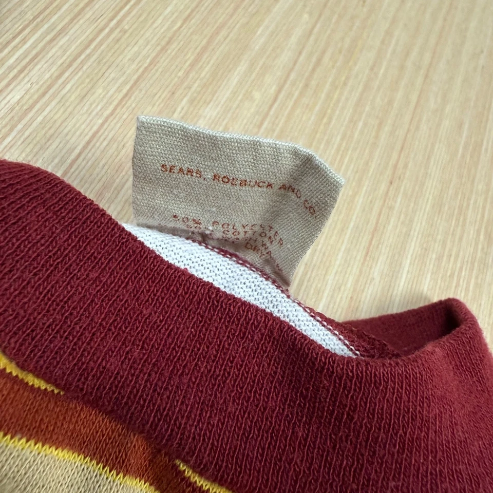 Vintage 70s 80s Sears Striped T shirt boys size 8 grunge Perma Prest Brown - Image 4 of 4