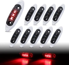 10 Pcs Mini Side Marker Smoked Lens RED Light + Chrome Bezel, Smoked/Red