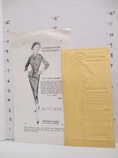 BETTY ROSE 1957 news advertising mat women's clothing Eames coat suit FASHION