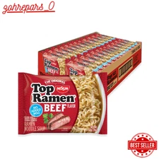 Nissin Top Ramen Noodle Soup, Beef, 3 Ounce (Pack of 24)