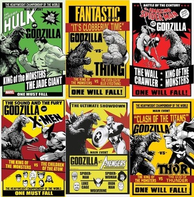 FULL SET GODZILLA VS GARBETT VERSUS VARIANT: HULK SPIDER-MAN X-MEN THOR AVENGERS