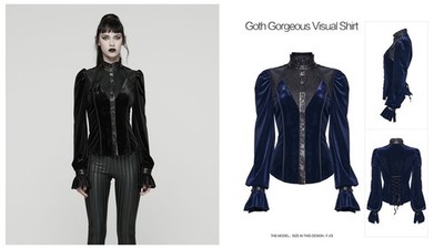 Punk Rave Women Gothic Velvet Elastic Long Sleeve Blouse Slim Party Tops Shirts