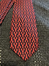 Vineyard Vines Tie Lobster Red on Navy 100 Silk Made in USA 52 L Young Men