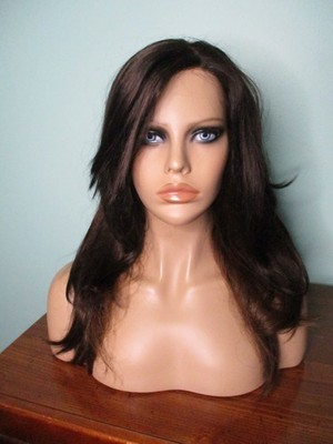 20'' dark brown #5 long straight SWISS LACE FRONT WIG by MOTOWN TRESS