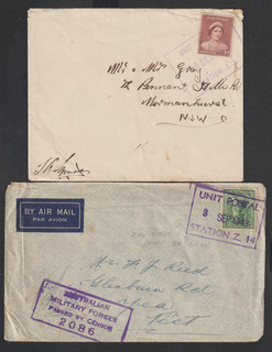 2 Australia WW2 Cover Unit Postal Station Z2 and Z14 Cachet QLD