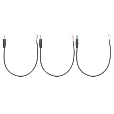 3Pack 3.5mm Male Jack to Bare Wire Open End Replacement TRS 3 Pole Cable 0.30m