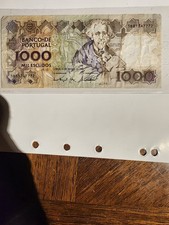 Portugal 1000 Escudos Banknote  Teofilo Braga  1994