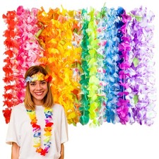 24 Pack Hawaiian Leis Luau Party Decorations Aloha Flower Necklaces Favors
