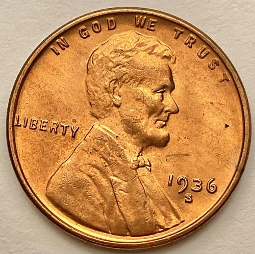 1936-S  Uncirculated BU Red RD - Lincoln Wheat Cent  ~ B723
