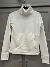 Athleta White Mock Neck Pullover Sweatshirt XXS Zip Pocket Long Sleeve