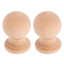 2pcs Wooden Finials: Bed Post Ball Toppers 6cm - Furniture & Fence Wood Ball