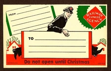 Railway Express Agency Christmas Label - REA - Vintage Lick and Stick - Railroad