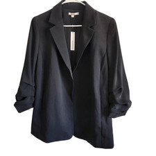 Chicos Blazer Jacket Womens 12 Ruched Sleeve Careerwear Office New
