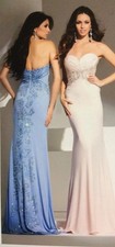 TONY BOWLS EVENING GOWN TBE11542 BLUSH EMBELLISHED FRONT BACK NEW SIZE 4