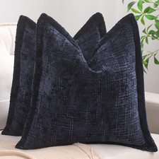 Boho Throw Pillow Covers 18x18 Pack of 2 Thick Chenille Pillowcase Textured S...