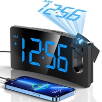 GOLOZA Projection Alarm Clocks Bedside, Digital Clock with 180° Projector, 3-Lev