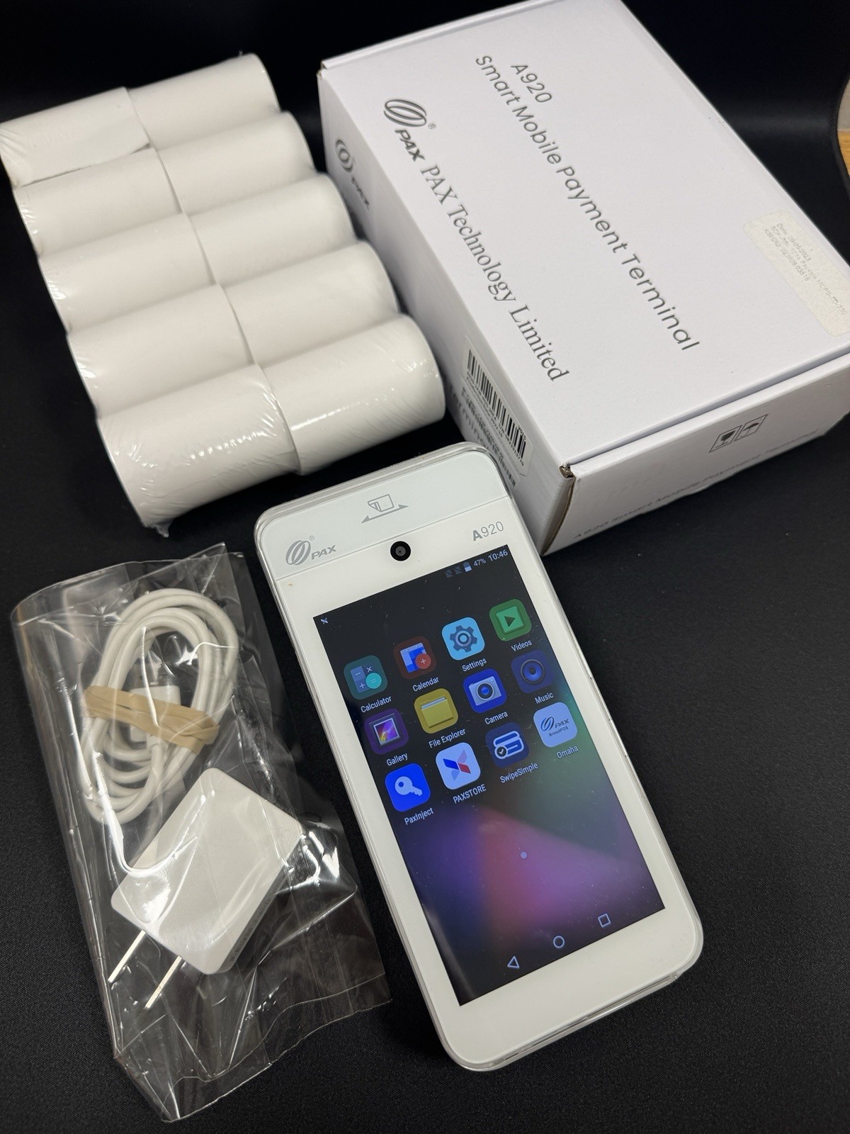 PAX Technology Smart Mobile Payment Terminal A920, 10 New Thermal Paper Rolls.